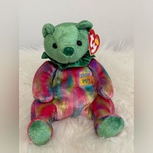 Ty(78)May Emerald Multicolor Birthday Beanie with Green Accents